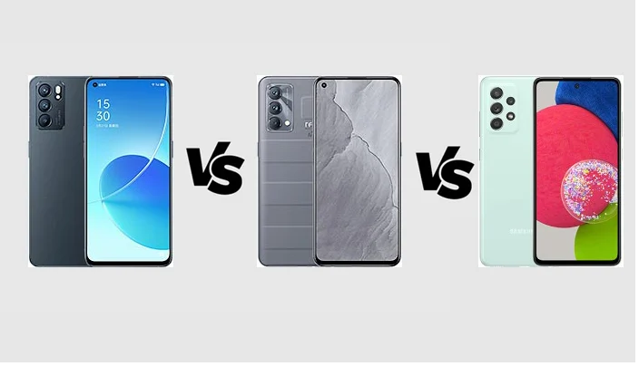 مقارنة تفصيلية بين Galaxy A52s و Realme GT و Reno 6 5G